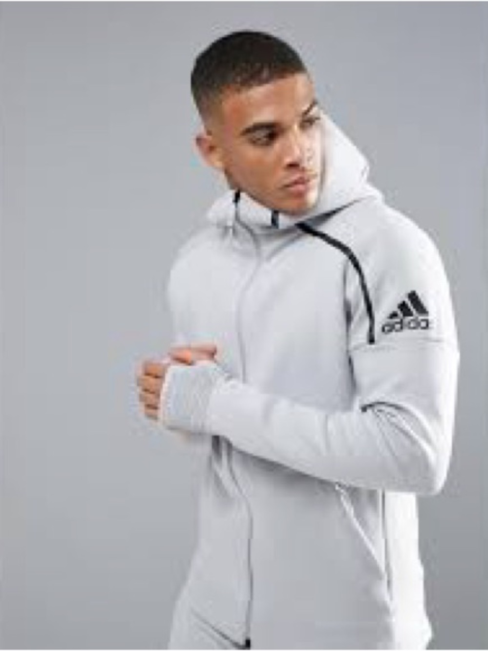 adidas white Performance Hooded Jacket with Black Logo